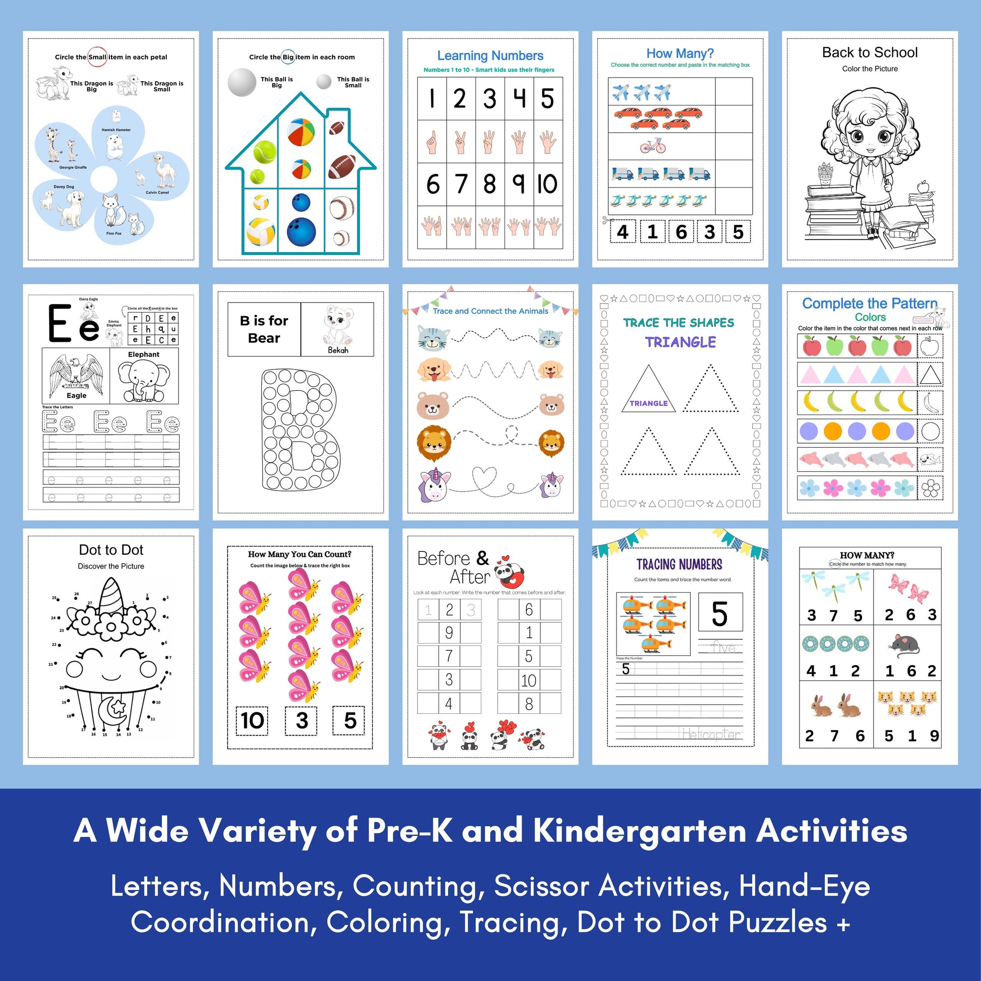September Kindergarten Worksheets | 140 Pages | Homeschool Curriculum | Printable Activities | ABCs, Math, Tracing, Fun Learning