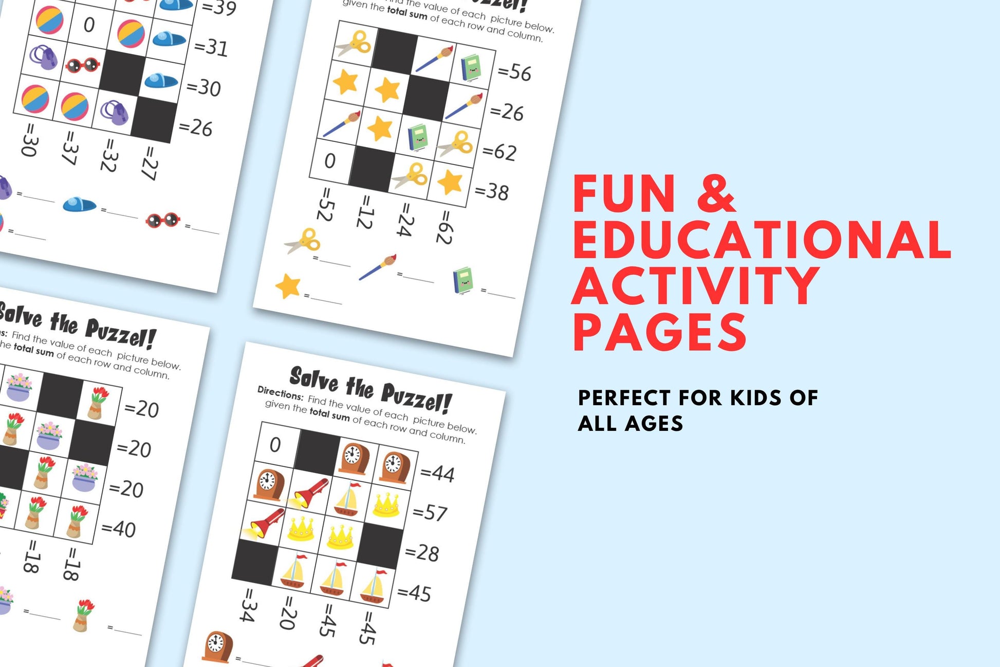 Logic game and Challenging Picture Puzzle Activity for Kids with Math-Based Brain Teasers| Boost Problem Solving and Critical Thinking Skill