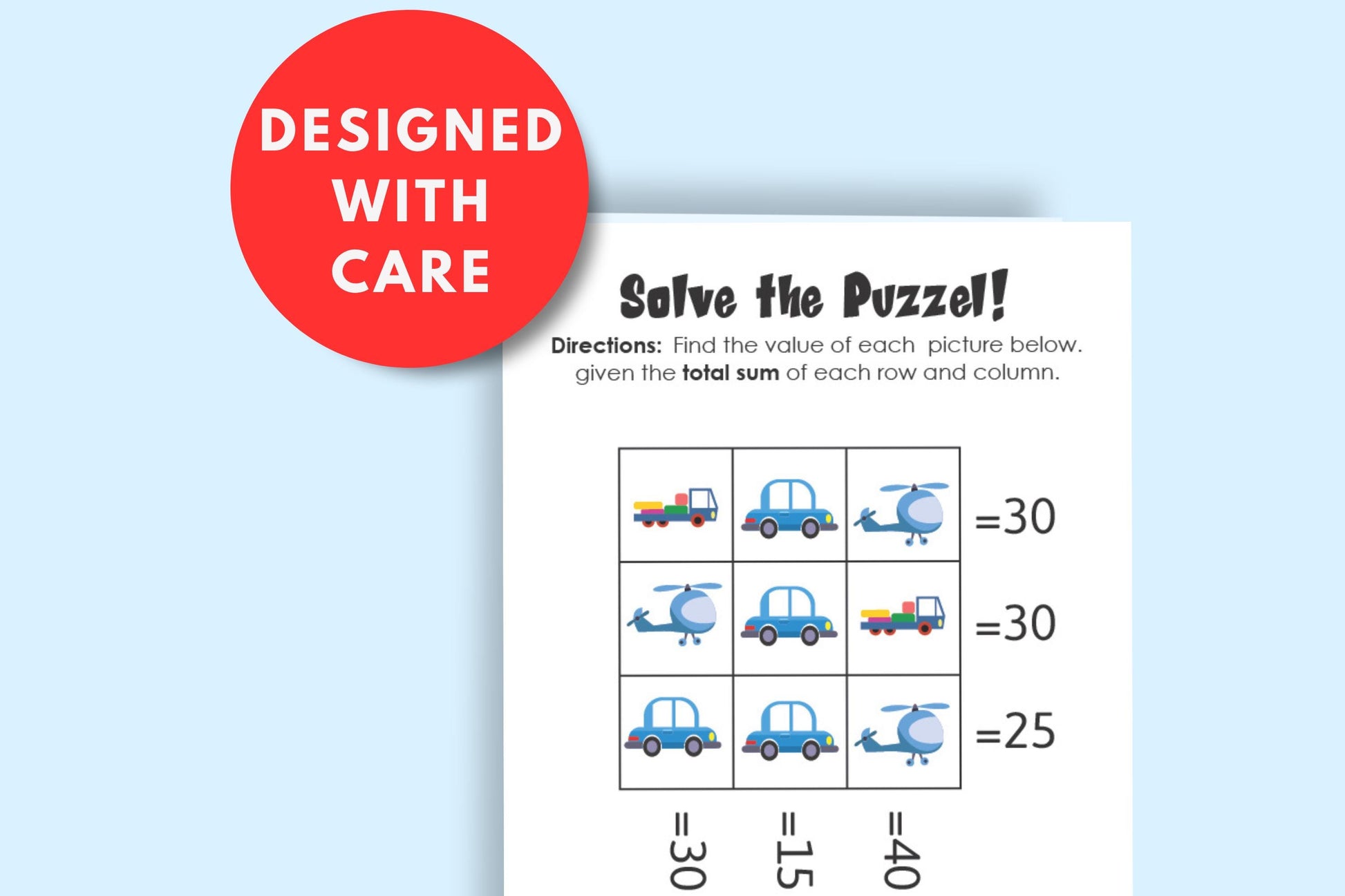 Logic game and Challenging Picture Puzzle Activity for Kids with Math-Based Brain Teasers| Boost Problem Solving and Critical Thinking Skill