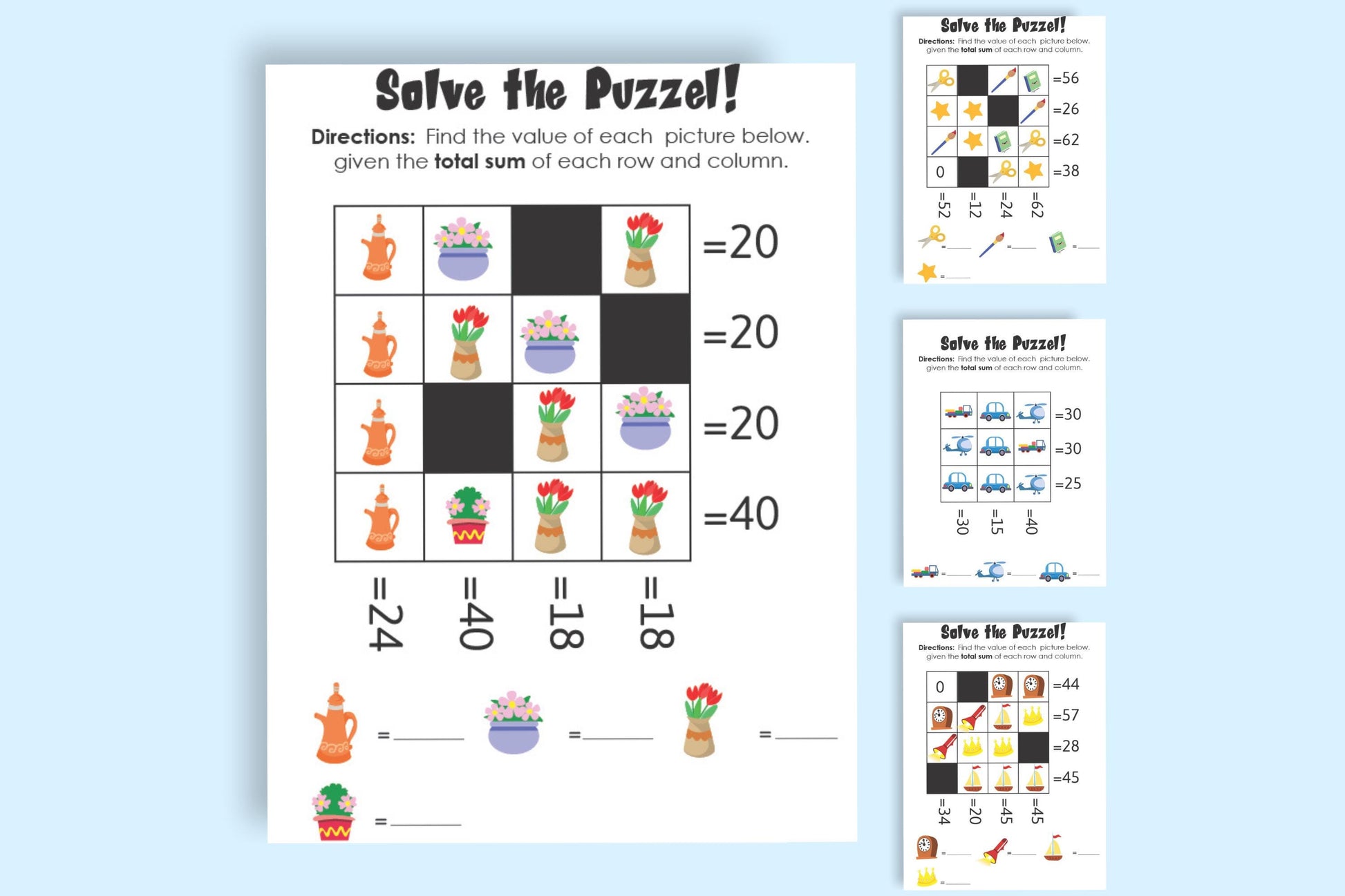 Logic game and Challenging Picture Puzzle Activity for Kids with Math-Based Brain Teasers| Boost Problem Solving and Critical Thinking Skill
