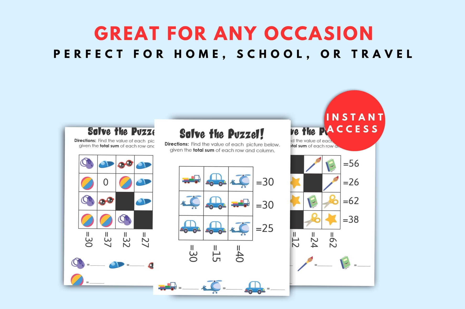 Logic game and Challenging Picture Puzzle Activity for Kids with Math-Based Brain Teasers| Boost Problem Solving and Critical Thinking Skill