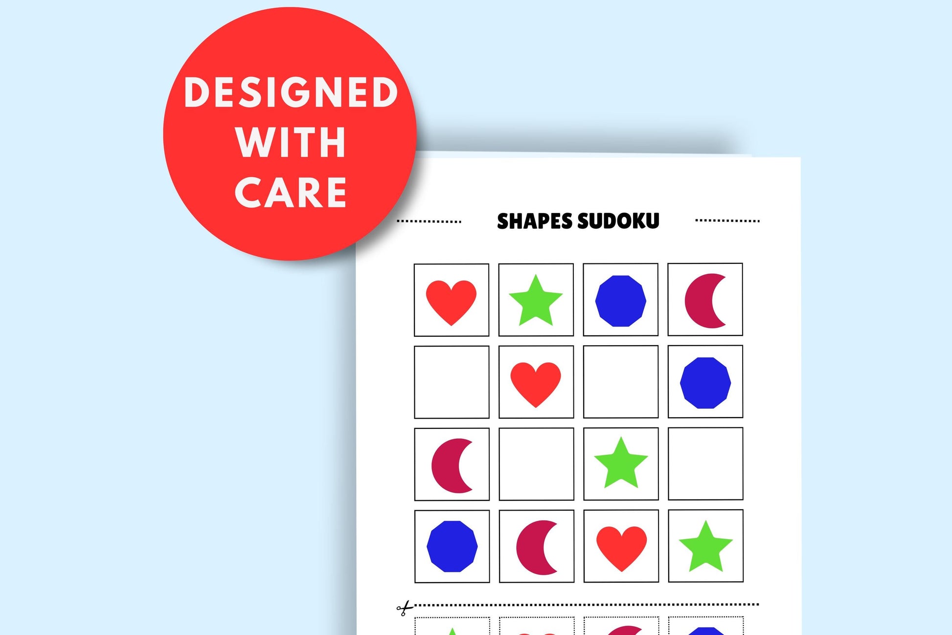 Shape Sudoku for Kids and adult • Easy 4x4 Logic Puzzles • Early Math & Critical Thinking Activities for Quiet Time and Travel