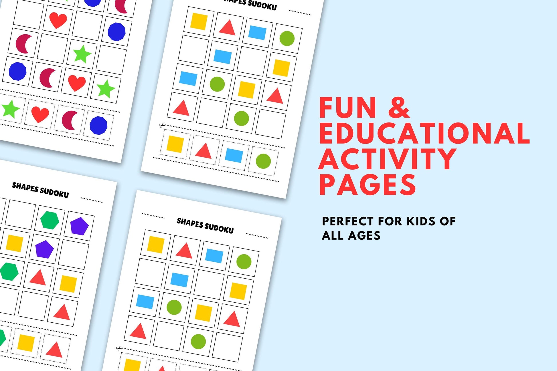 Shape Sudoku for Kids and adult • Easy 4x4 Logic Puzzles • Early Math & Critical Thinking Activities for Quiet Time and Travel
