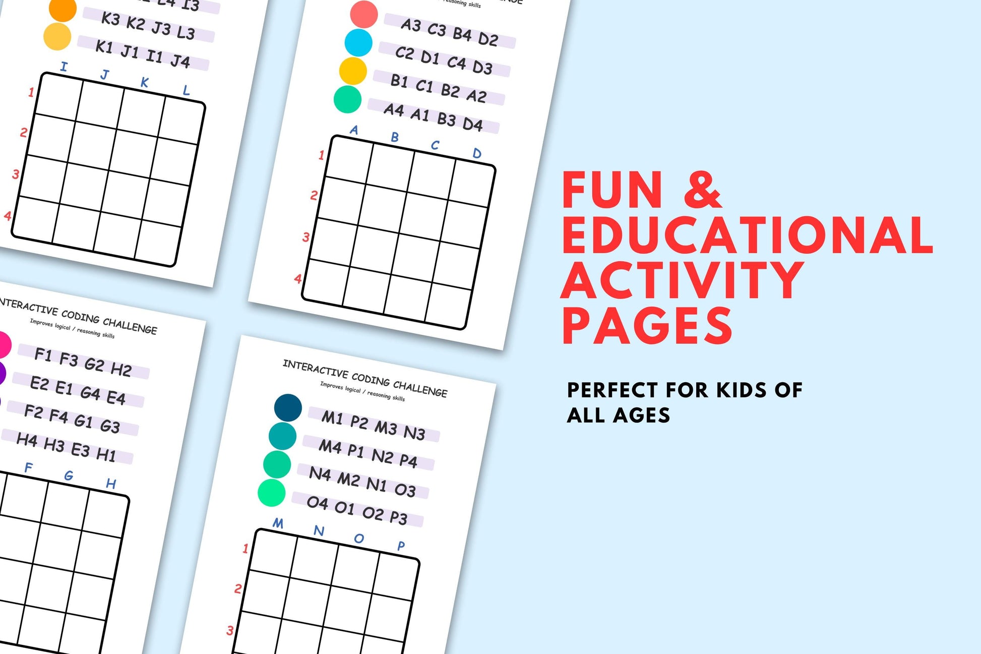 Screen-Free Coding Logic Puzzles |Coordinate Grid Mapping | STEM Activities for Classroom, Homeschool, Brain Workouts for children and adult