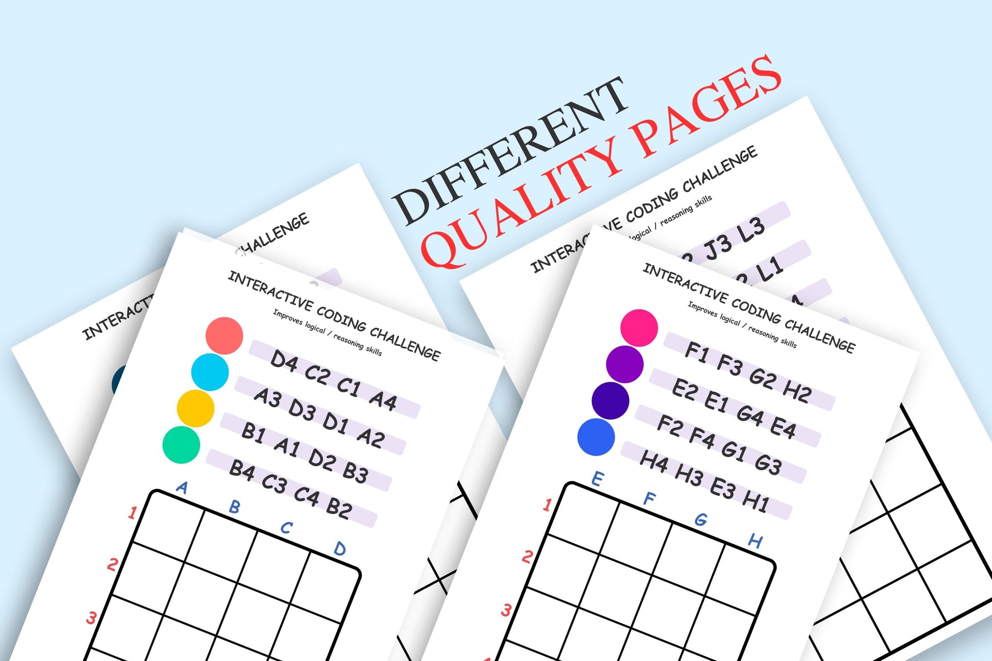 Screen-Free Coding Logic Puzzles |Coordinate Grid Mapping | STEM Activities for Classroom, Homeschool, Brain Workouts for children and adult