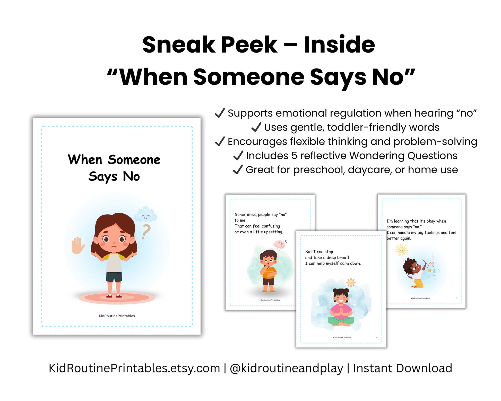 Social Story Bundle for Toddlers – Sharing, School Transitions & Hearing No | Autism-Friendly Printable Stories + Bonus Sharing Poster