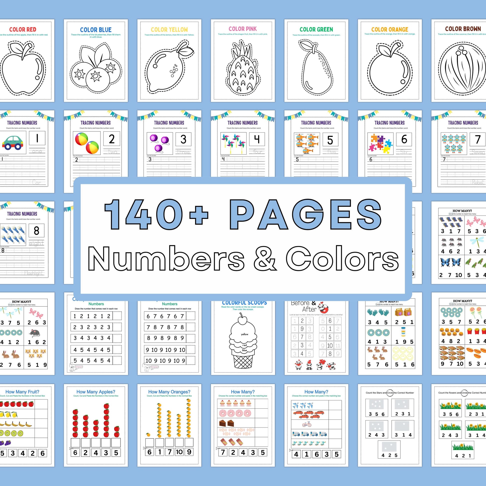 September Kindergarten Worksheets | 140 Pages | Homeschool Curriculum | Printable Activities | ABCs, Math, Tracing, Fun Learning
