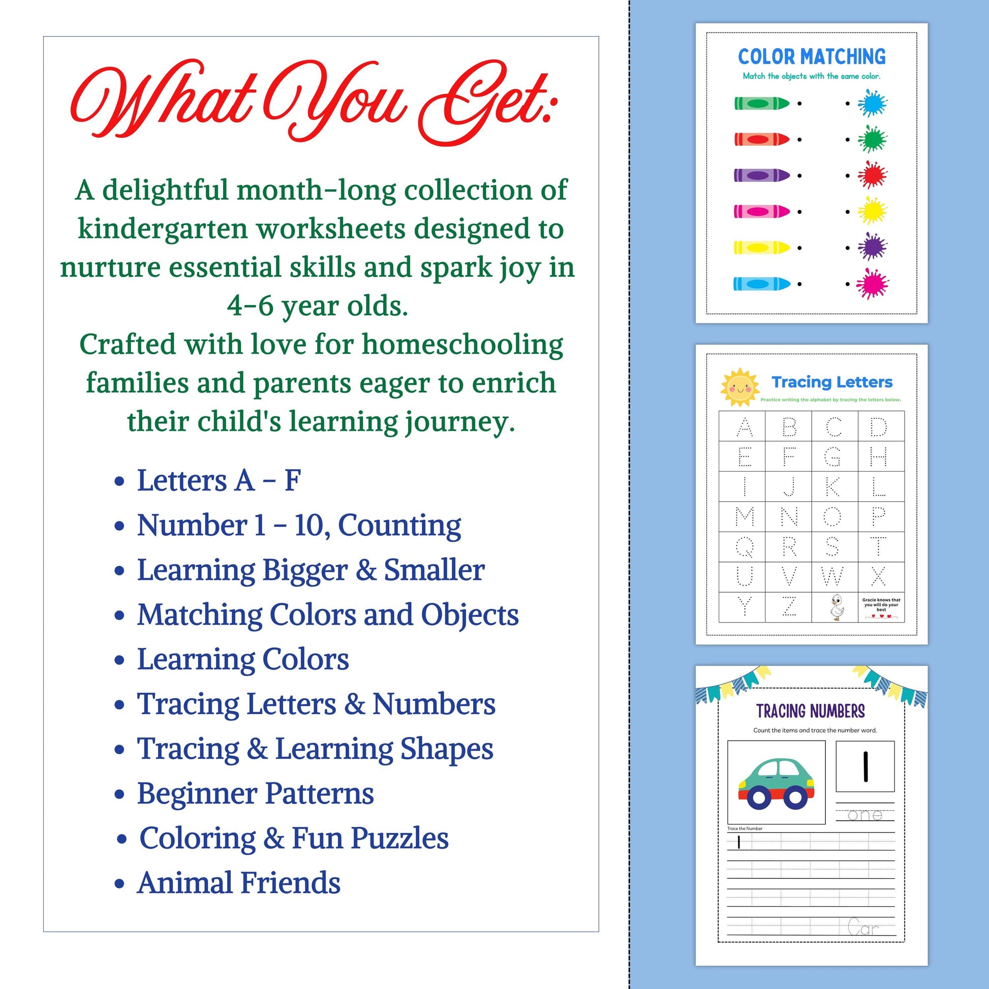 September Kindergarten Worksheets | 140 Pages | Homeschool Curriculum | Printable Activities | ABCs, Math, Tracing, Fun Learning