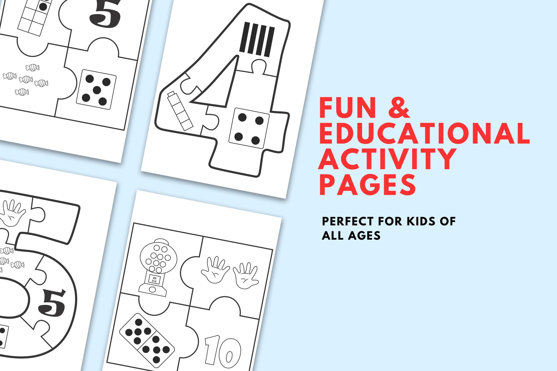 Number puzzles 1–10 Trace, Math Count Worksheet for Learners| Recognise Numbers | Count & Read Numbers Activity | Montessori Early Math