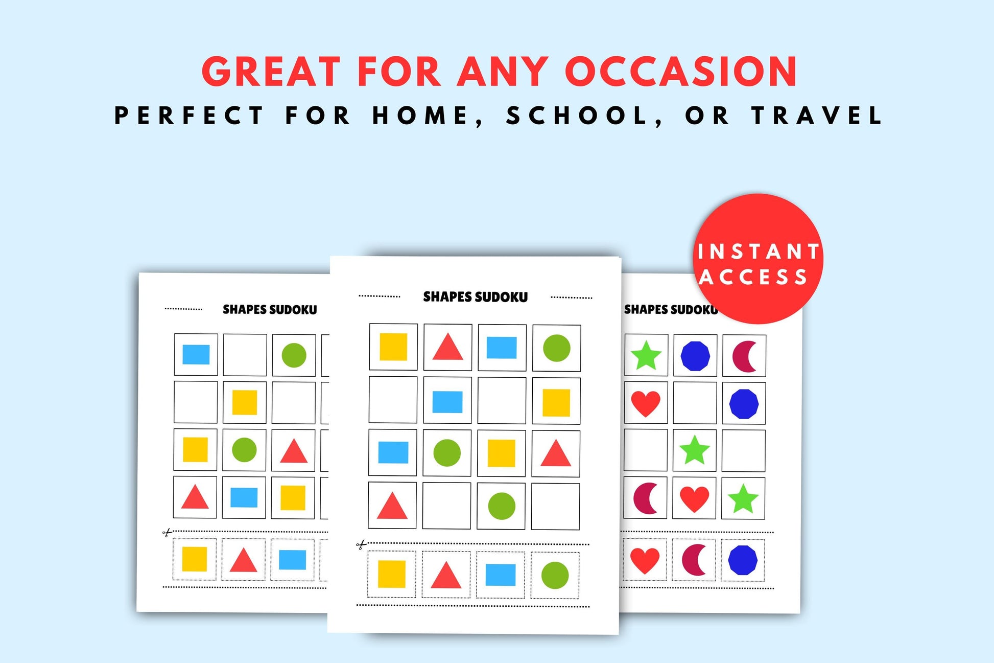 Shape Sudoku for Kids and adult • Easy 4x4 Logic Puzzles • Early Math & Critical Thinking Activities for Quiet Time and Travel