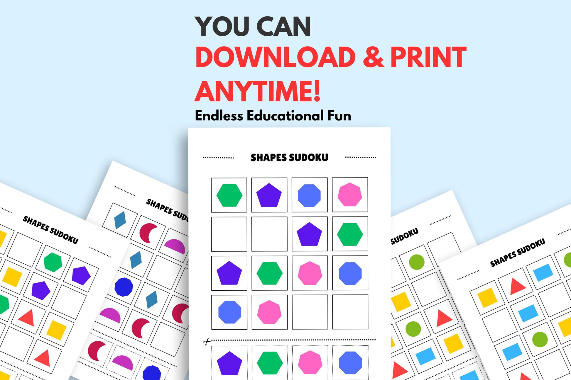 Shape Sudoku for Kids and adult • Easy 4x4 Logic Puzzles • Early Math & Critical Thinking Activities for Quiet Time and Travel