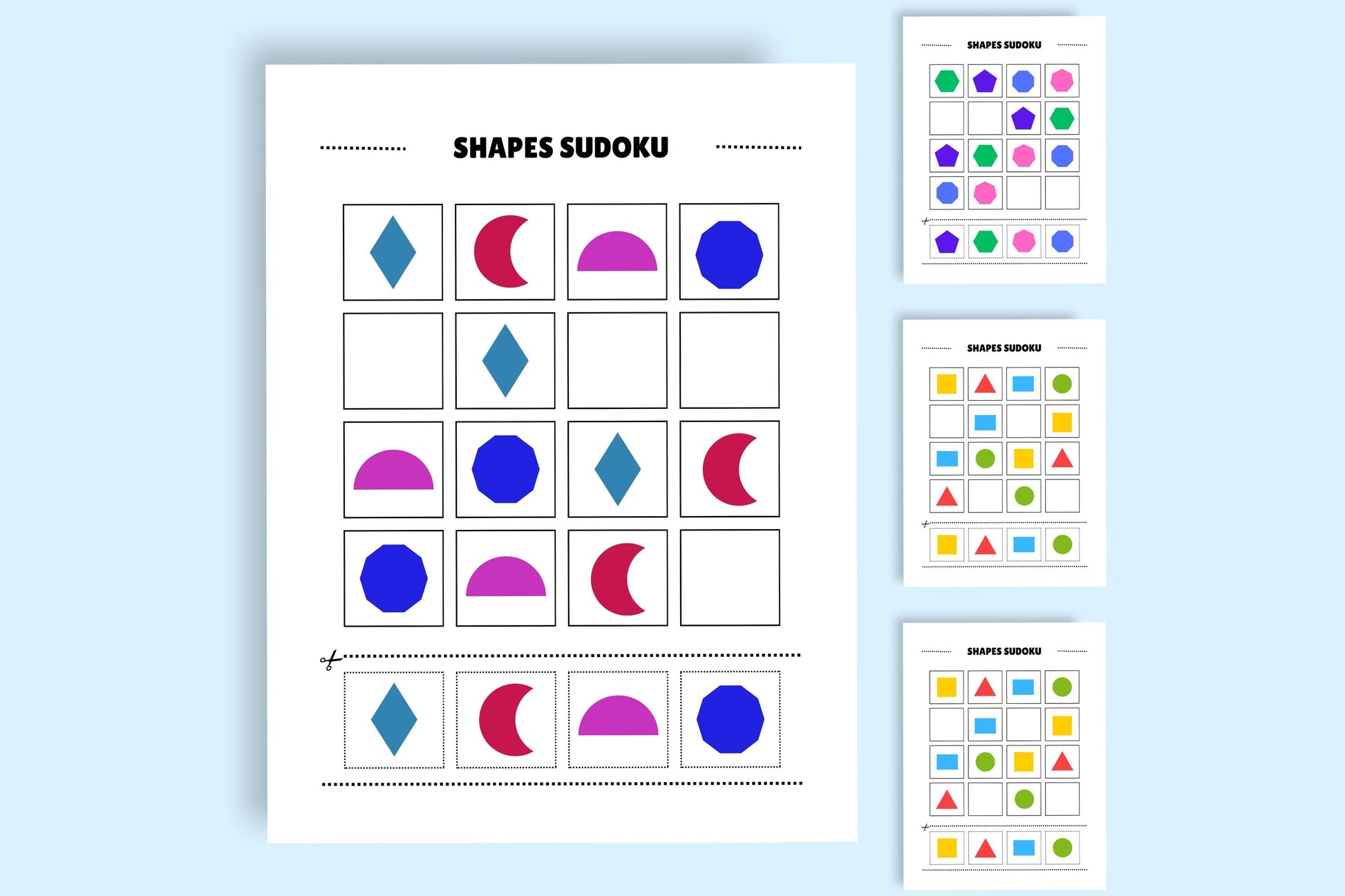 Shape Sudoku for Kids and adult • Easy 4x4 Logic Puzzles • Early Math & Critical Thinking Activities for Quiet Time and Travel