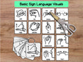 Printable Sign Language Flashcards ASL Poster and Card Set for Kids & Toddlers - Black and White Version