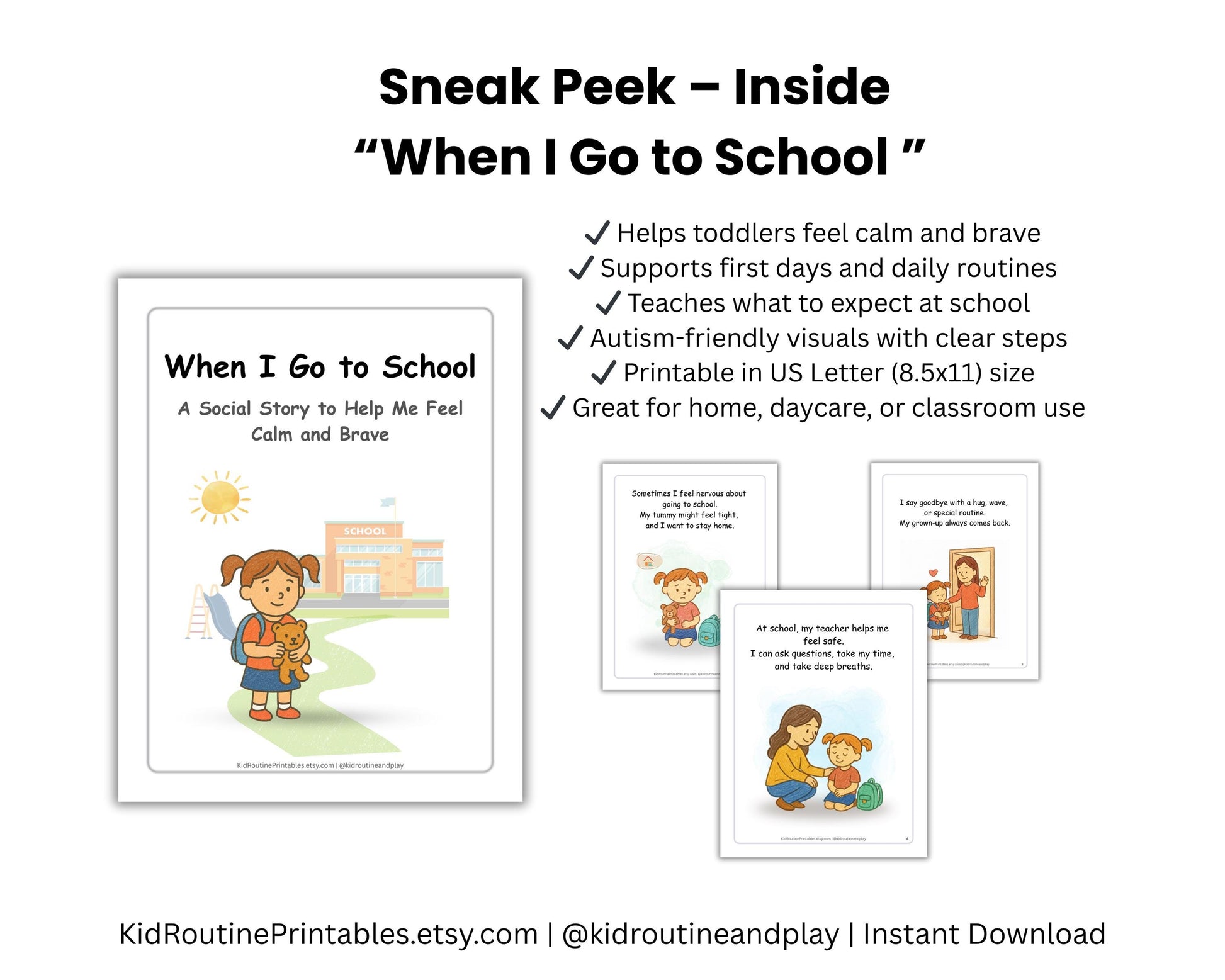 Social Story Bundle for Toddlers – Sharing, School Transitions & Hearing No | Autism-Friendly Printable Stories + Bonus Sharing Poster