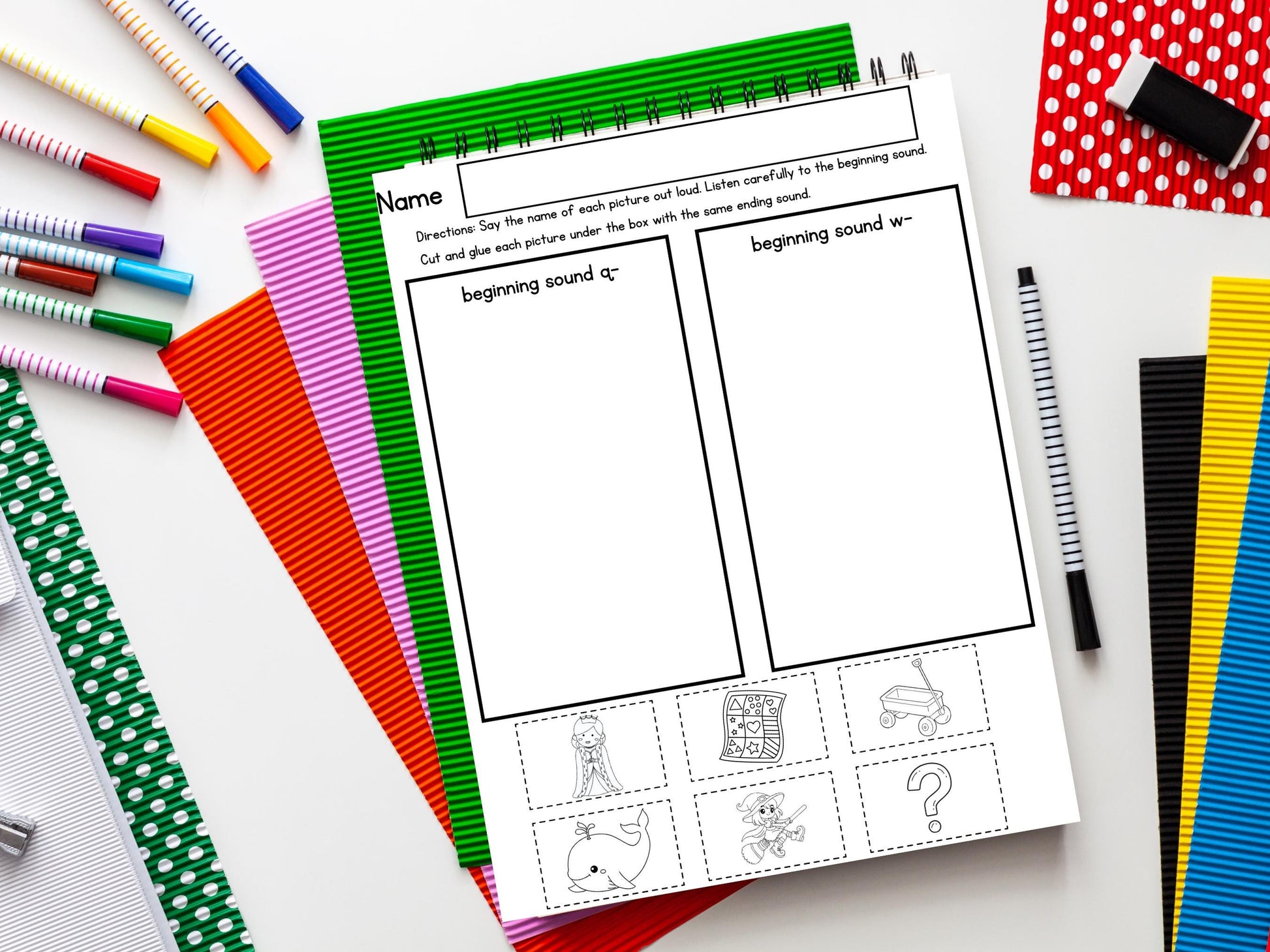 Beginning Sounds Worksheets Bundle 44 Pages Phonological Awareness Activities Initial Sound Digraphs Cutting & Gluing Coloring