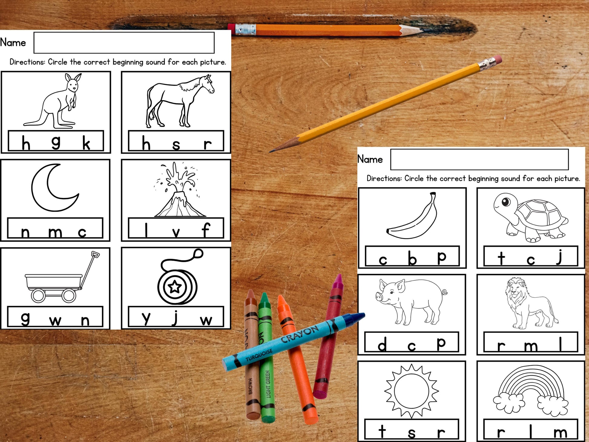 Beginning Sounds Worksheets Bundle 44 Pages Phonological Awareness Activities Initial Sound Digraphs Cutting & Gluing Coloring