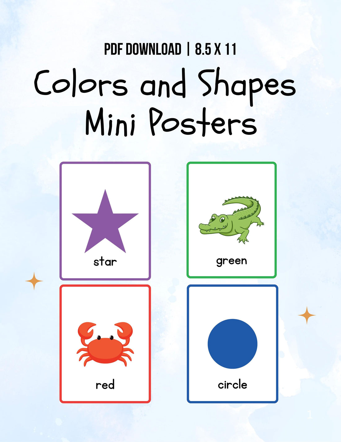 Colors and Shapes Mini Posters | 8.5x11 Printable Classroom Decor | Early Learning Visuals for Preschool & Kindergarten – Bundle To Save